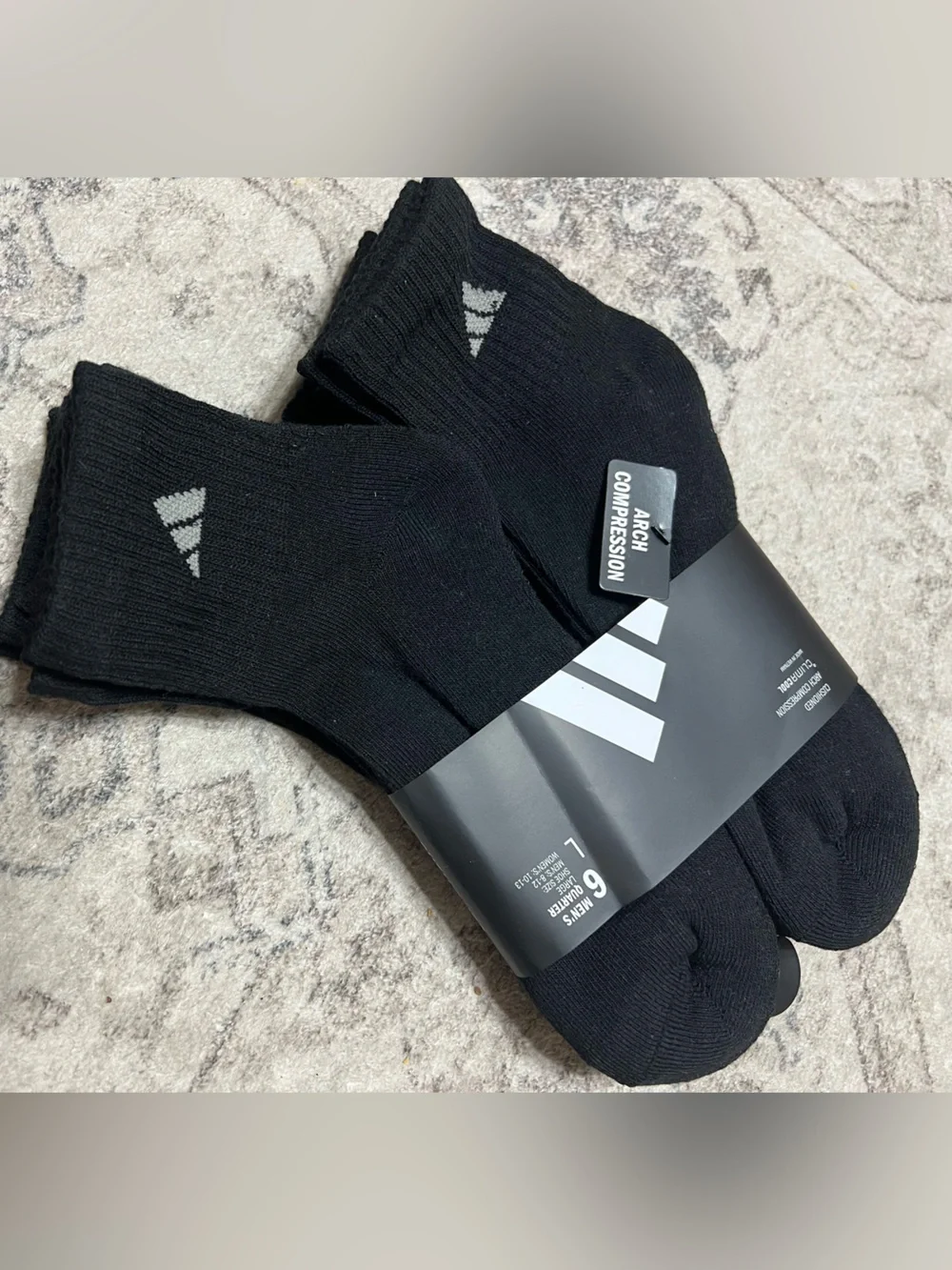 Adidas Athletic Cushioned Quarter Black Socks 6 Pairs